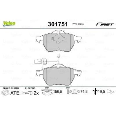 Imagem de VALEO 301751 Jogo de pastilhas para travão disco FIRST Eixo dianteiro incl. contacto aviso desgaste com chapa anti ruído AUDI: A4 B6 Avant