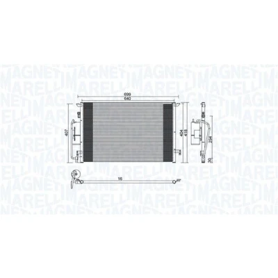 Imagem de MAGNETI MARELLI 350203892000 Condensador 640,5x408x16 408mm 640,5mm 16mm ALFA ROMEO: 147, OPEL: Vectra C CC, Sedan, Caravan