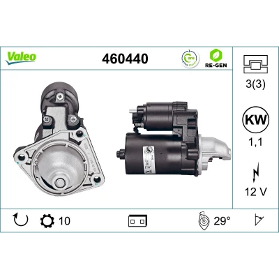 Imagem de VALEO 460440 Motor de arranque 12 1,1 10 FORD: Focus Mk1 Hatchback, 3 Turnier, 2, VOLVO: V50, S40 II