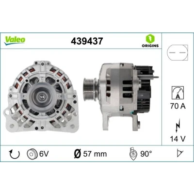 Imagem de VALEO 439437 Alternador 14V 70A SEAT: Leon I Hatchback, Ibiza 2, 3, VOLKSWAGEN: Golf 4, Polo IV III Hatchback