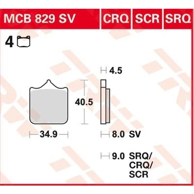 Imagem de TRW Hyper Carbon Racing MCB829CRQ Jogo de pastilhas para travão disco