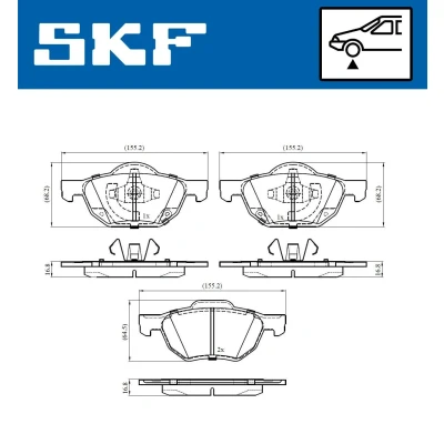 Imagem de SKF VKBP 80518 A Jogo de pastilhas para travão disco com avisador sonoro desgaste