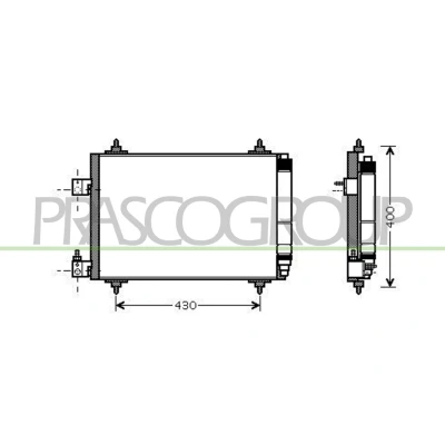 Imagem de PRASCO CI522C002 Condensador com secador 14 10 Alumínio 550 R 134a PEUGEOT: 407 SW, Sedan, CITROËN: C5 III Carrinha, 3