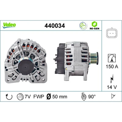 Imagem de VALEO 440034 Alternador 14V 150A RENAULT: ESPACE 4, TRAFIC 2 Kasten, Vel Satis, OPEL: Vivaro A Van