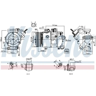 Imagem de NISSENS 890772 Compressor 7SBH17C 12 PAG 46 YF R 134a