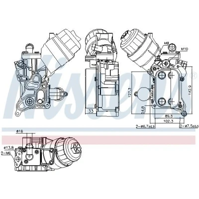 Imagem de NISSENS 91355 Radiador de Óleo com caixa do filtro óleo OPEL: Astra H Hatchback, Caravan, Van, FIAT: Strada Pick up