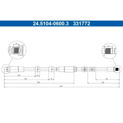 Imagem de ATE 24.5104 0600.3 Mangueira de Travão 640mm M10x1mm