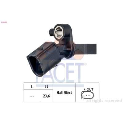 Imagem de FACET 21.0222 Sensor de ABS SEAT: IBIZA 5