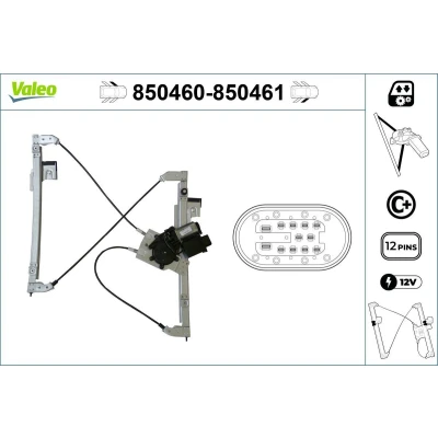 Imagem de Valeo Elevador de vidro à frente, lado esquerdo elétrico com motor função conforto 850460 SEAT: Ibiza 2, Córdoba I Vario