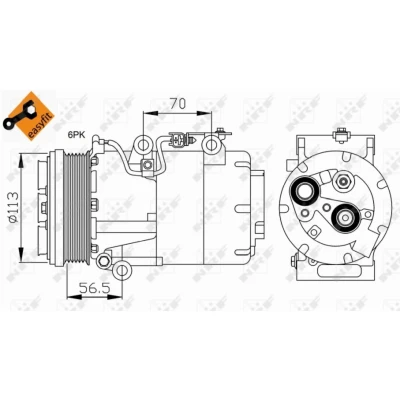 Imagem de NRF EASY FIT 32722 compressor VS16 12 PAG 46 com óleo de PAG, retentor FORD: Focus 2, C Max, Max
