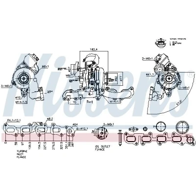 Imagem de NISSENS 93547 Turbocompressor accionado pelos gases de escape arrefecido a óleo pneumático com colector AUDI: A4 B9 Avant