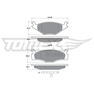 Imagem de TOMEX brakes TX 10 53 Jogo de pastilhas para travão disco Eixo dianteiro com acessórios VOLKSWAGEN: GOLF 3, 2, Passat B3/B4 Variant