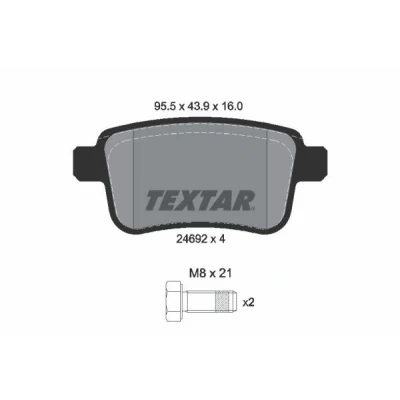Imagem de TEXTAR 2469204 Jogo de pastilhas para travão disco não preparado indicador aviso desgaste com parafusos pinça
