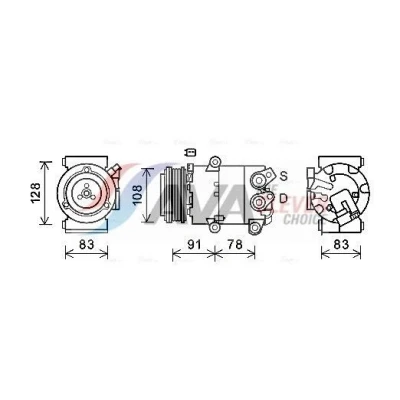 Imagem de AVA COOLING SYSTEMS FDAK621 compressor VS16X 12V PAG 46 R134a com óleo de PAG, embraiagem magnética, sem díodo
