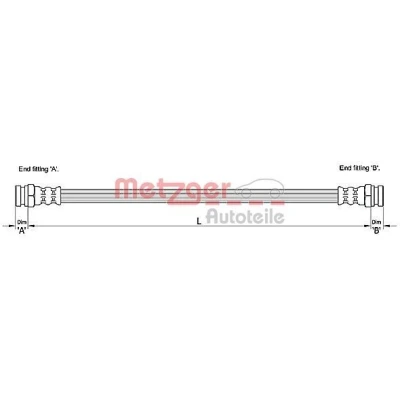Imagem de METZGER 4110229 Mangueira de Travão 258mm HYUNDAI: Getz