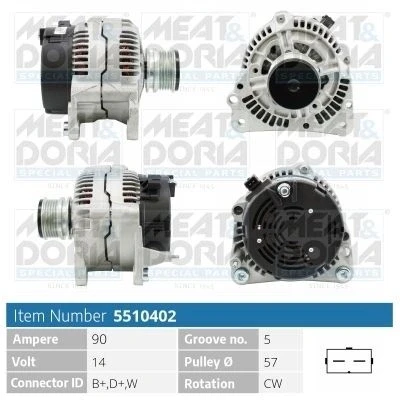 Imagem de MEAT &amp; DORIA 5510402 Alternador 14V 90A VOLKSWAGEN: Polo III Hatchback