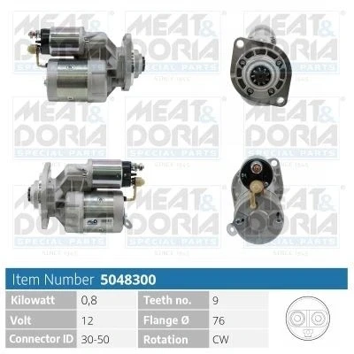 Imagem de MEAT &amp; DORIA 5048300 Motor de arranque 12V 0,8kW 9 30 50 76mm SKODA: FELICIA 1