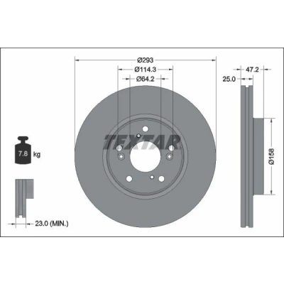 Imagem de TEXTAR 92321303 Disco de travão 293 25 05/09 114,3 interior ventilado revestido sem pernos fixação da roda, cubo roda