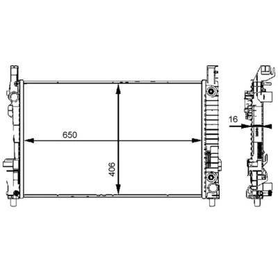 Imagem de MAHLE ORIGINAL CR 661 000S Radiador, arrefecimento do motor para veículos com climatização automática 650 408 16 Aletas de refrigeração soldadas