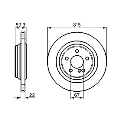 Imagem de BOSCH 0 986 478 966 Disco de travão 314,9 22 5 112 ventilado, interior ventilado oleado alto carbono MERCEDES BENZ: Classe S Sedan