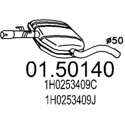 Imagem de MTS 01.50140 Silenciador Central 830 VOLKSWAGEN: GOLF 3