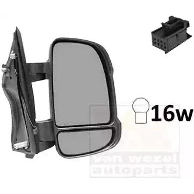 Imagem de espelho retrovisor Van Wezel 0983802 à direita completo, convexo, para regulação manual do espelho, com grande angular, Braço espel