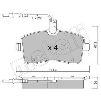 Imagem de METELLI 22 0600 0 Jogo de pastilhas para travão disco incl. contacto aviso desgaste PEUGEOT: 407 SW, Sedan