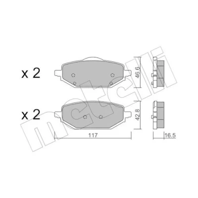 Imagem de METELLI 22 1395 0 Jogo de pastilhas para travão disco excl. contacto aviso desgaste