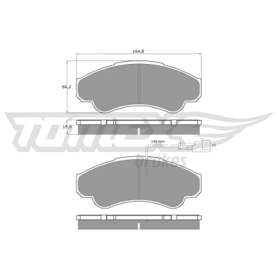 Imagem de TOMEX brakes TX 12 47 Jogo de pastilhas para travão disco Eixo dianteiro com contacto avisador desgaste integrado FIAT: Ducato III Van