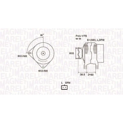 Imagem de MAGNETI MARELLI 063731933010 Alternador 12V 125A RENAULT: Kangoo I Express, CLIO 3, II DACIA: Logan MCV