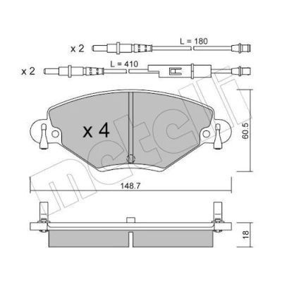Imagem de METELLI 22 0331 0 Jogo de pastilhas para travão disco incl. contacto aviso desgaste CITROËN: C5 I Carrinha, II Hatchback