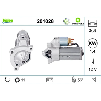 Imagem de VALEO 201028 Motor de arranque 12 1,4 PEUGEOT: 307 Hatchback, 206 Partner I Van, CITROËN: C4 Jumper C5 Hatchback