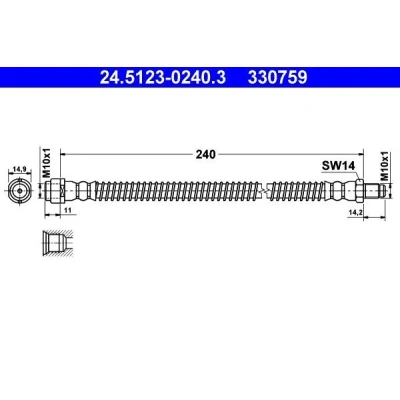 Imagem de ATE 24.5123 0240.3 Mangueira de Travão 240 M10x1 MERCEDES BENZ: Classe S Sedan