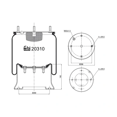 Imagem de FEBI BILSTEIN 20310 Fole, suspensão pneumática
