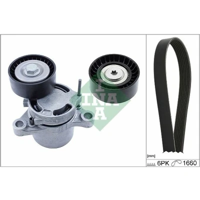 Imagem de INA 529 0307 10 Jogo de correias trapezoidais estriadas Verificar a rotação livre do alternador e, event., substit. BMW: 5 Touring, 1 Hatchback