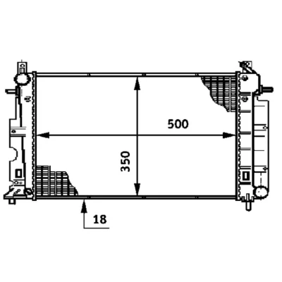 Imagem de MAHLE ORIGINAL CR 643 000S Radiador, arrefecimento do motor para veículos sem ar condicionado 500 350 18 Aletas de refrigeração soldadas