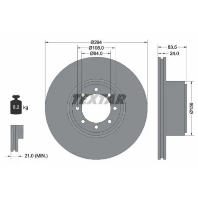 Imagem de TEXTAR 93175300 Disco de travão 294 24 08/08 108 interior ventilado sem pernos fixação da roda, cubo roda IVECO: Daily 4, 6