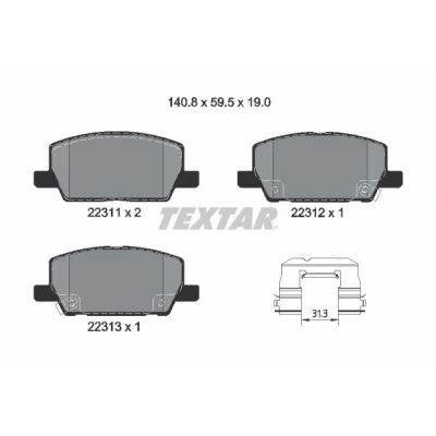 Imagem de TEXTAR 2231102 Jogo de pastilhas para travão disco com avisador sonoro desgaste acessórios OPEL: Mokka / X, Insignia B Sports Tourer