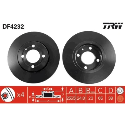 Imagem de TRW DF4232 Disco de travão 256 25 4 100 ventilado pintado VOLKSWAGEN: Polo III Hatchback, Lupo / 3L