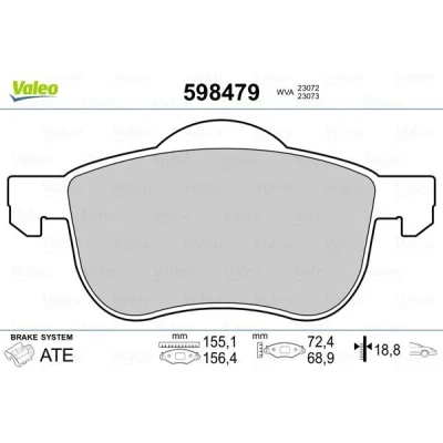 Imagem de VALEO 598479 Jogo de pastilhas para travão disco Eixo dianteiro excl. contacto aviso desgaste com chapa anti ruído VOLVO: S60 I, V70 2, S80 I