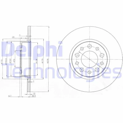 Imagem de DELPHI BG3994 Disco de travão 278 12 5 cheio oleado não tratado sem o rolamento da roda, anel sensor do ABS ALFA ROMEO: 159 Sportwagon