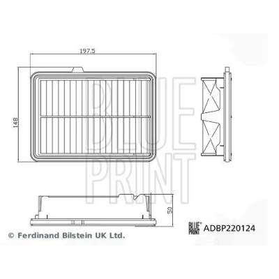 Imagem de BLUE PRINT ADBP220124 Filtro de ar 50 148 198 Cartucho filtrante