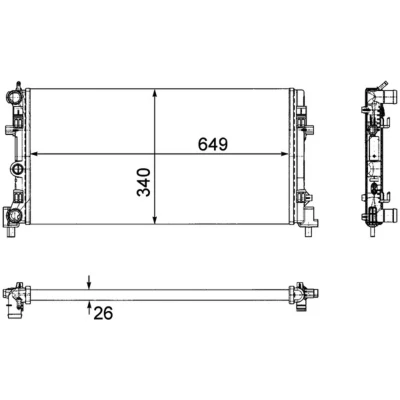 Imagem de MAHLE ORIGINAL CR 1096 000P Radiador, arrefecimento do motor para veículos com ar condicionado 649 340 26 Aletas de refrigeração unidas mecanicamente