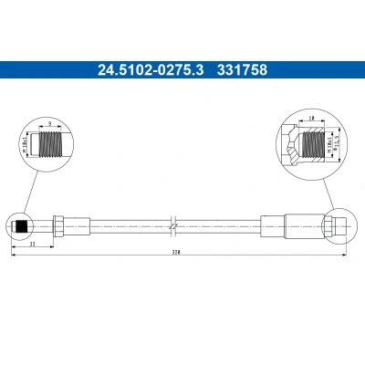 Imagem de ATE 24.5102 0275.3 Mangueira de Travão 320mm M10x1mm BMW: 5 Sedan