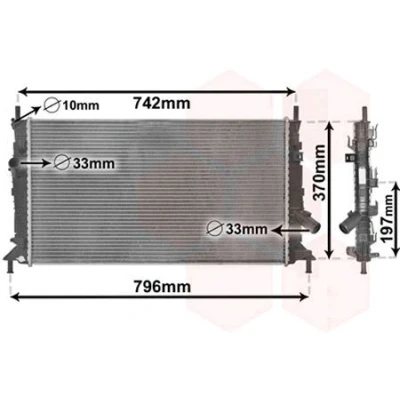 Imagem de VAN WEZEL 18002370 Radiador, arrefecimento do motor Alumínio 672 380 26 Aletas de refrigeração soldadas VOLVO: C30, V50, FORD: Focus 2 Kombi