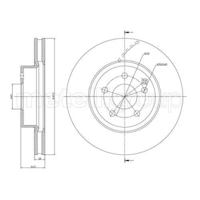 Imagem de METELLI Disco de travão MERCEDES BENZ: Classe E Sedan, T modell, CLS Coupe 312,0mm 28,0mm 5 67,0mm ventilado pintado 23 0602C 2114210912