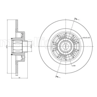 Imagem de METELLI Disco de travão RENAULT: LAGUNA 2 Grandtour, 2, GRAND SCENIC 274,0mm 11,0mm 5 52,0mm cheio 23 0692 7701472838,7701713008,8200367094