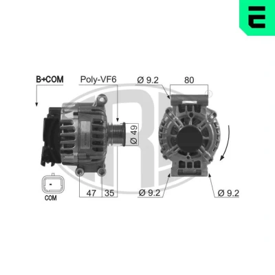 Imagem de ERA 210519A Alternador 14V 120A PEUGEOT: 308 SW 2, 508 I SW, 5008 I, CITROËN: C3 II, C4 Grand Picasso C5 III Carrinha, MINI: Hatchback