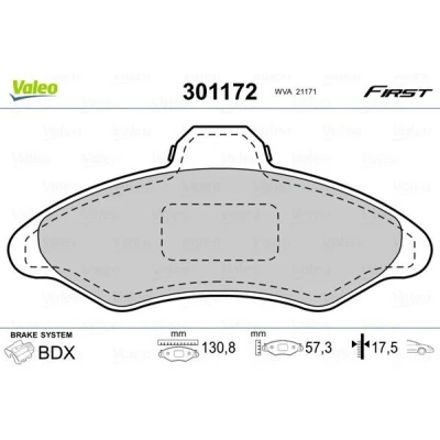 Imagem de VALEO 301172 Jogo de pastilhas para travão disco FIRST Eixo dianteiro excl. contacto aviso desgaste sem chapa anti ruído FORD: Escort 5