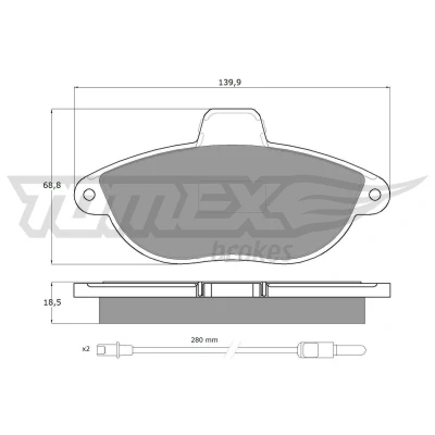 Imagem de TOMEX brakes TX 13 35 Jogo de pastilhas para travão disco Eixo dianteiro incl. contacto aviso desgaste com acessórios CITROËN: Jumpy I Van